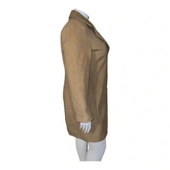 Calvin Klein Camel Single-Breasted Button Coat Wool Cashmere Blend Size 8 NWT - Picture 3 of 11